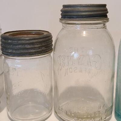 Lot 215: Tartan Coffee Jar, Gayner Mason, Improved Jar, and Roeshman/Coffey AC Soda Bottle