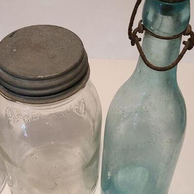 Lot 215: Tartan Coffee Jar, Gayner Mason, Improved Jar, and Roeshman/Coffey AC Soda Bottle