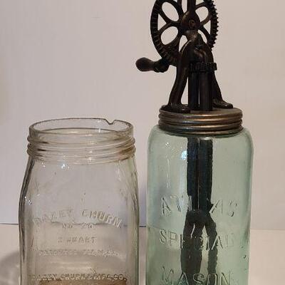 Lot 210: Daisy Churn # 20 Jar and Hoyt Egg Beater Jar