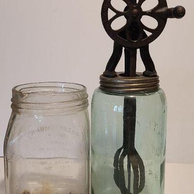 Lot 210: Daisy Churn # 20 Jar and Hoyt Egg Beater Jar