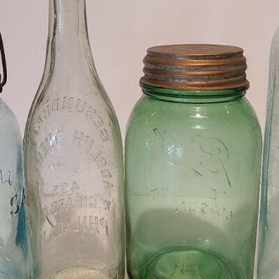 Lot 209: Rare Green Ball Mason/ Moxie Nerve Food Lowell Mass, Gusenheit Bottle and More. 
