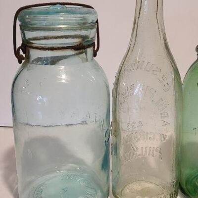 Lot 209: Rare Green Ball Mason/ Moxie Nerve Food Lowell Mass, Gusenheit Bottle and More. 