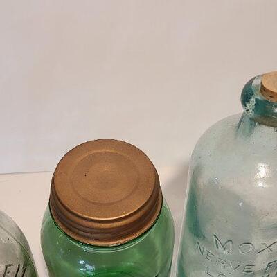 Lot 209: Rare Green Ball Mason/ Moxie Nerve Food Lowell Mass, Gusenheit Bottle and More. 