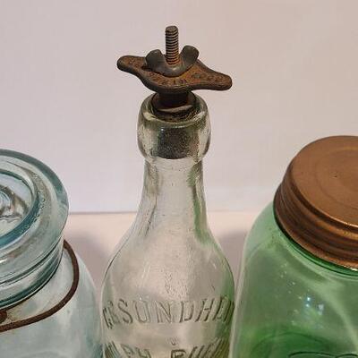 Lot 209: Rare Green Ball Mason/ Moxie Nerve Food Lowell Mass, Gusenheit Bottle and More. 