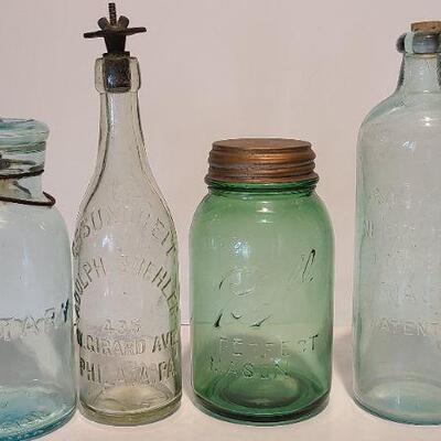 Lot 209: Rare Green Ball Mason/ Moxie Nerve Food Lowell Mass, Gusenheit Bottle and More. 