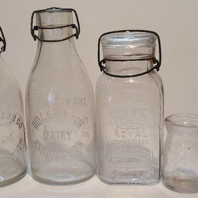Lot 199: Unique Dairy Bottles and Mason Jar (Jefferson Co/ Binghampton Dairy)