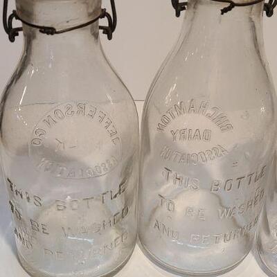 Lot 199: Unique Dairy Bottles and Mason Jar (Jefferson Co/ Binghampton Dairy)