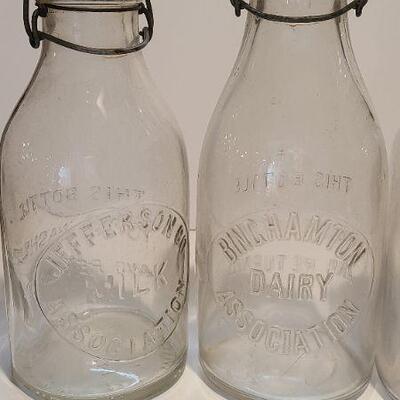 Lot 199: Unique Dairy Bottles and Mason Jar (Jefferson Co/ Binghampton Dairy)