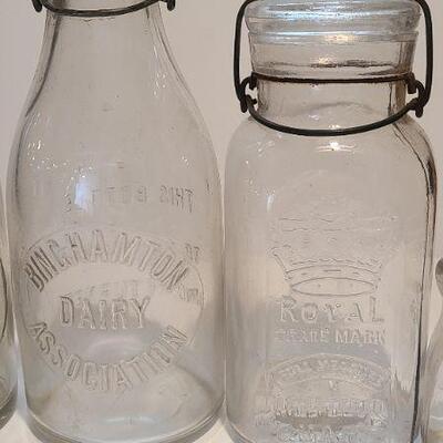 Lot 199: Unique Dairy Bottles and Mason Jar (Jefferson Co/ Binghampton Dairy)