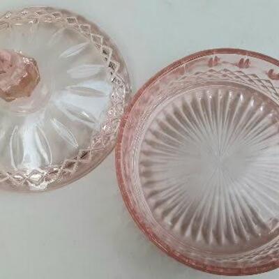 Pink Glass Dresser Jar
