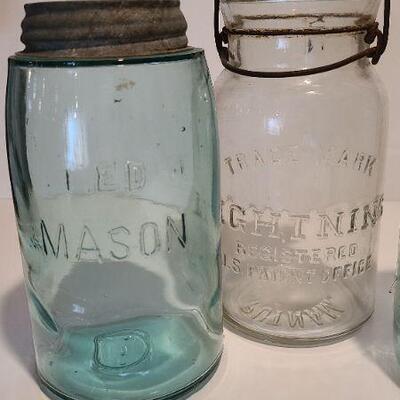 Lot 198: Unique Early Mason and Lightning Jars 