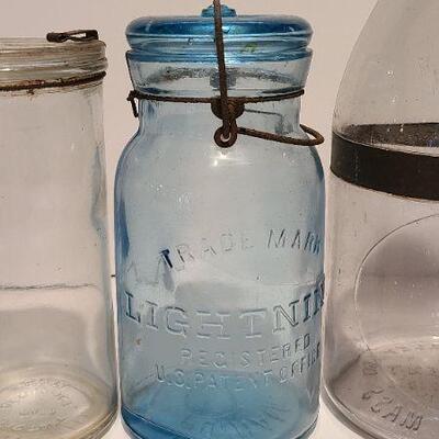 Lot 191: Rare Cornflower Blue Lightning Mason/ AG Smalley Milk Jug Rare
