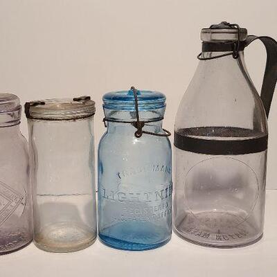 Lot 191: Rare Cornflower Blue Lightning Mason/ AG Smalley Milk Jug Rare
