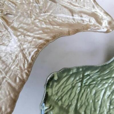 Green and Gold Glass Leaves Dishes
