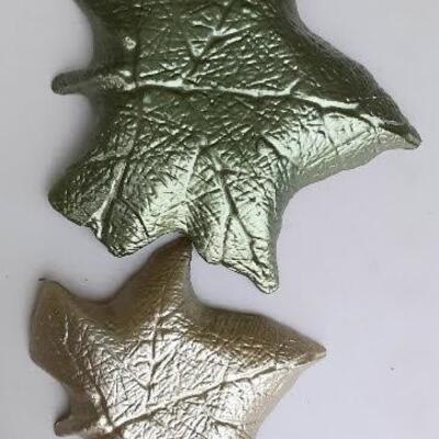 Green and Gold Glass Leaves Dishes