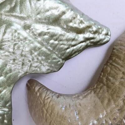 Green and Gold Glass Leaves Dishes