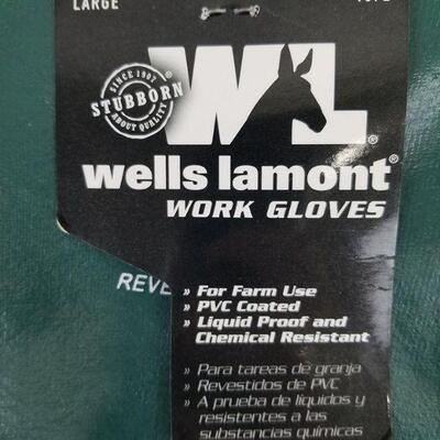 2x Wells Lamont Work Gloves - PVC Coated - Forest Green - New