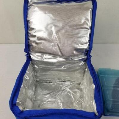 2x Blue Lunchbox with 2 Icepacks, 8
