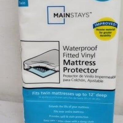 Mainstays Waterproof Fitted Vinyl Mattress Protector, Twin - New