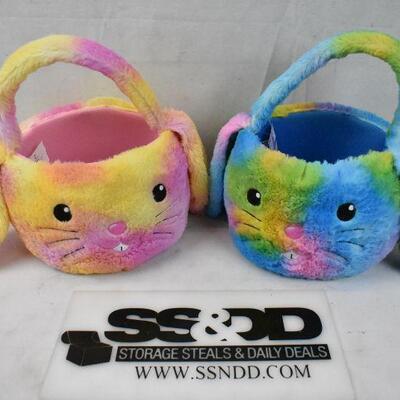 2 Novelty Easter Baskets: 1 pink/yellow, 1 multi color
