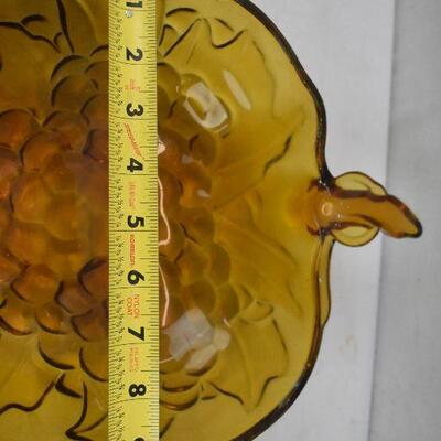 Amber Glass Grapes Bowl, Vintage