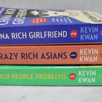 3 Paperback Fiction Books by Kevin Kwan, including Crazy Rich Asians