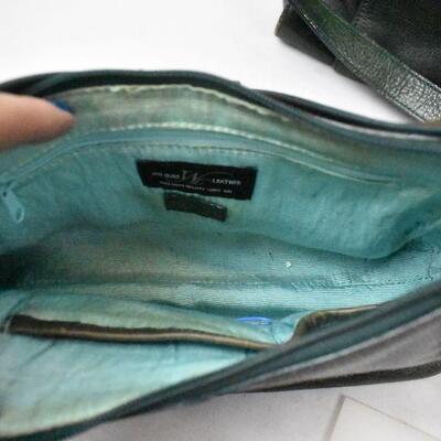Wilson's Leather 3 pc Briefcase Bag, Handbag Purse, Accessory Bag, Dark Green