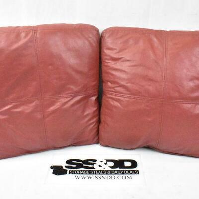 2 Dark Red Faux Leather Pillows