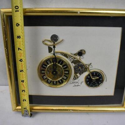 Genuine Original Collage by L Kersh of London. Bicycle Image made of Clock Parts