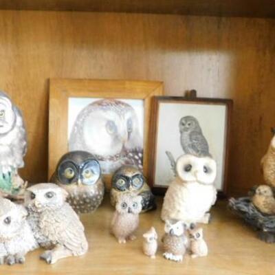 Collection of Ceramic and Other Owl Figurines and Art