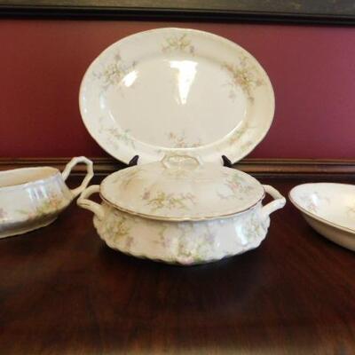 Crooksville China D-N Serving Platters, Gravy Boat, and Covered Bowl 