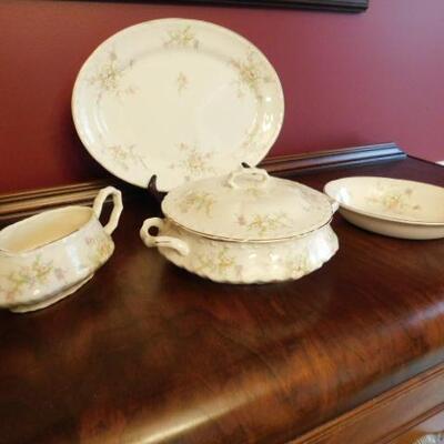 Crooksville China D-N Serving Platters, Gravy Boat, and Covered Bowl 