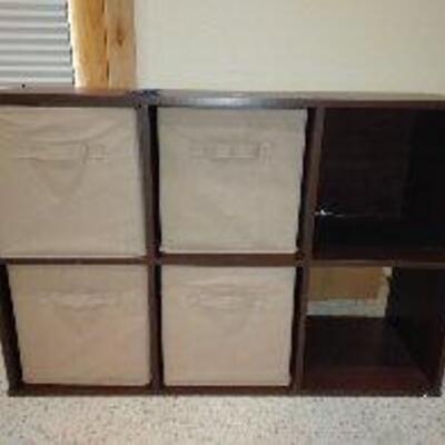 LOT 9 CUBBY CUBE SHELF WITH CLOTH BOXES