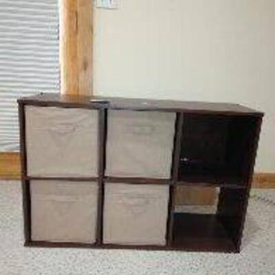 LOT 9 CUBBY CUBE SHELF WITH CLOTH BOXES