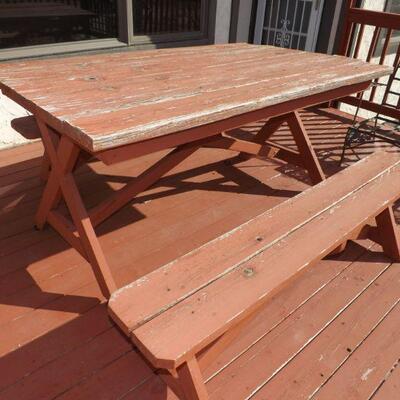 LOT 11 SIX FOOT PICNIC TABLE AND TWO BENCHES