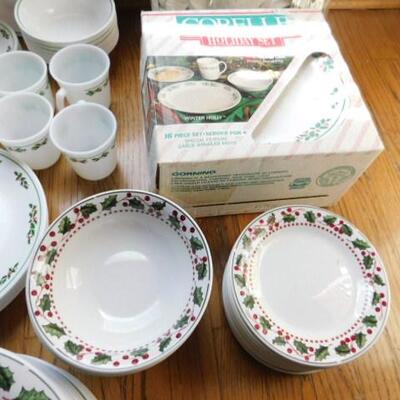 Large Collection of Holiday China and Corelle Brand Dishware