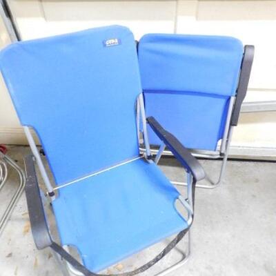 Pair of Copa Aluminum Frame and Cloth Folding Beach Chairs