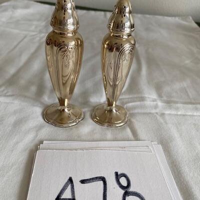 Lot 478 -Vintage  Silver Plated Salt and Pepper