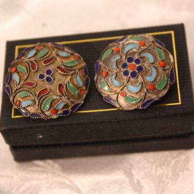 Sterling enamel earrings - Russian style - different designs
