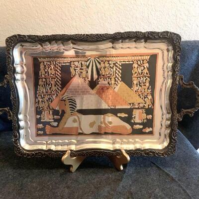 LOT 80  MIXED METALS EGYPTIAN THEME TRAY