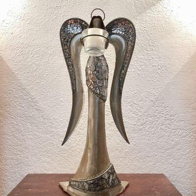 LOT 90   TALL MODERNIST METAL ANGEL VOTIVE HOLDER 