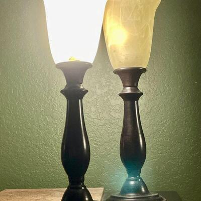 LOT 97  PAIR OF CONTEMPORARY TORCHERE TABLE LAMPS 