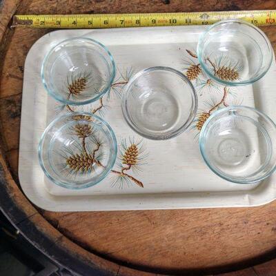Ice Cream Cups (Glass) and Pine Cone Tray