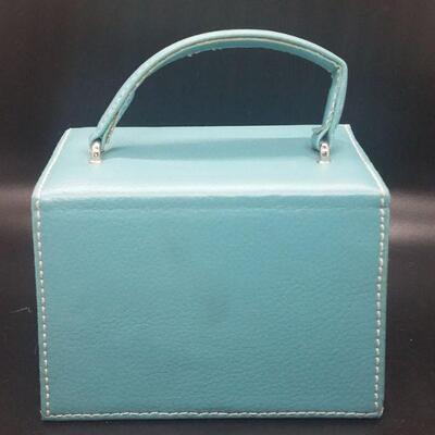 Lot 15 - Blue Leatherette Purse Jewelry Box