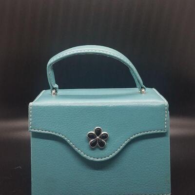 Lot 15 - Blue Leatherette Purse Jewelry Box