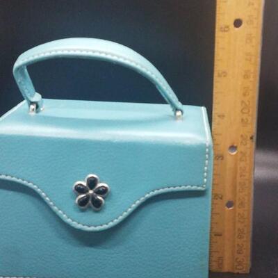 Lot 15 - Blue Leatherette Purse Jewelry Box