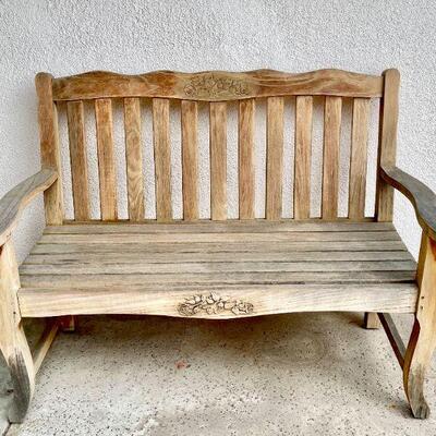 LOT 99  WEATHERED WOOD SLAT BENCH 