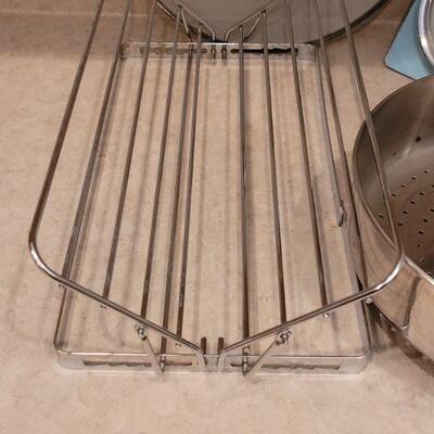 Lot 57: Roasting Rack, Funnel Strainers and Grease Catcher