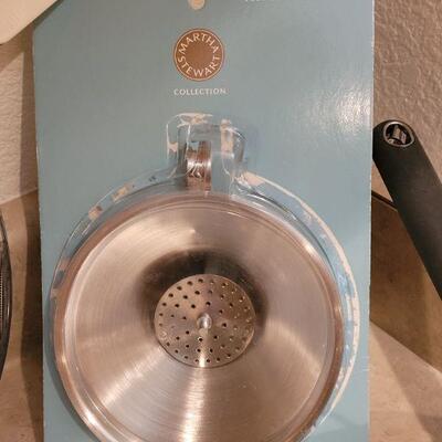 Lot 57: Roasting Rack, Funnel Strainers and Grease Catcher