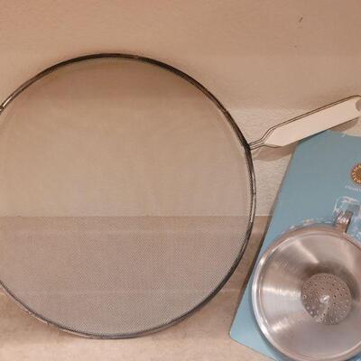 Lot 57: Roasting Rack, Funnel Strainers and Grease Catcher